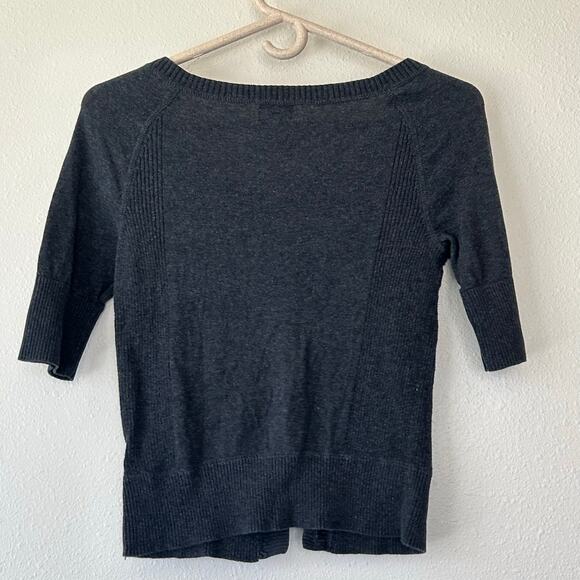 Vintage Mossimo cardigan knit short sleeve fitted Y2K pockets sweater gray S - Picture 7 of 14